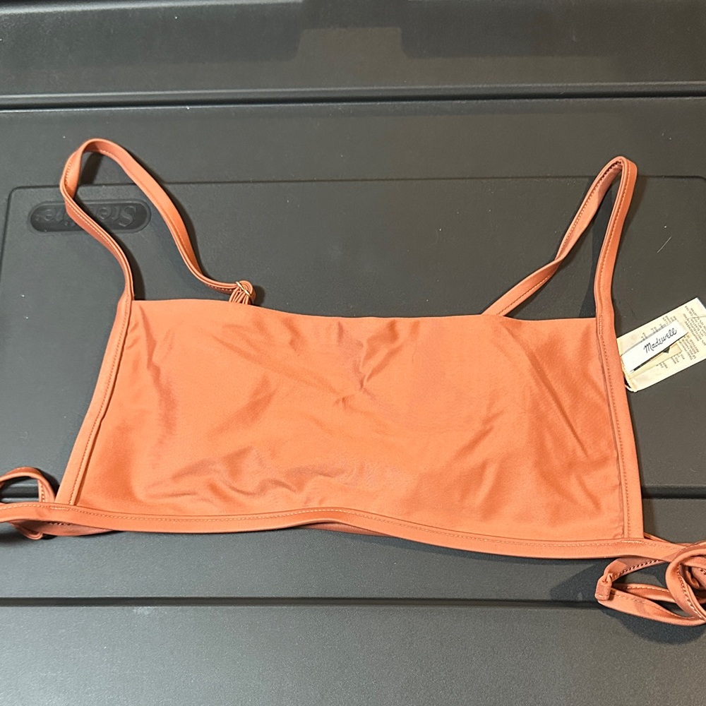 MADEWELL ADA SIDE TIE BIKINI TOP: RED/BROWN: MEW WITH TAGS: SZ XS